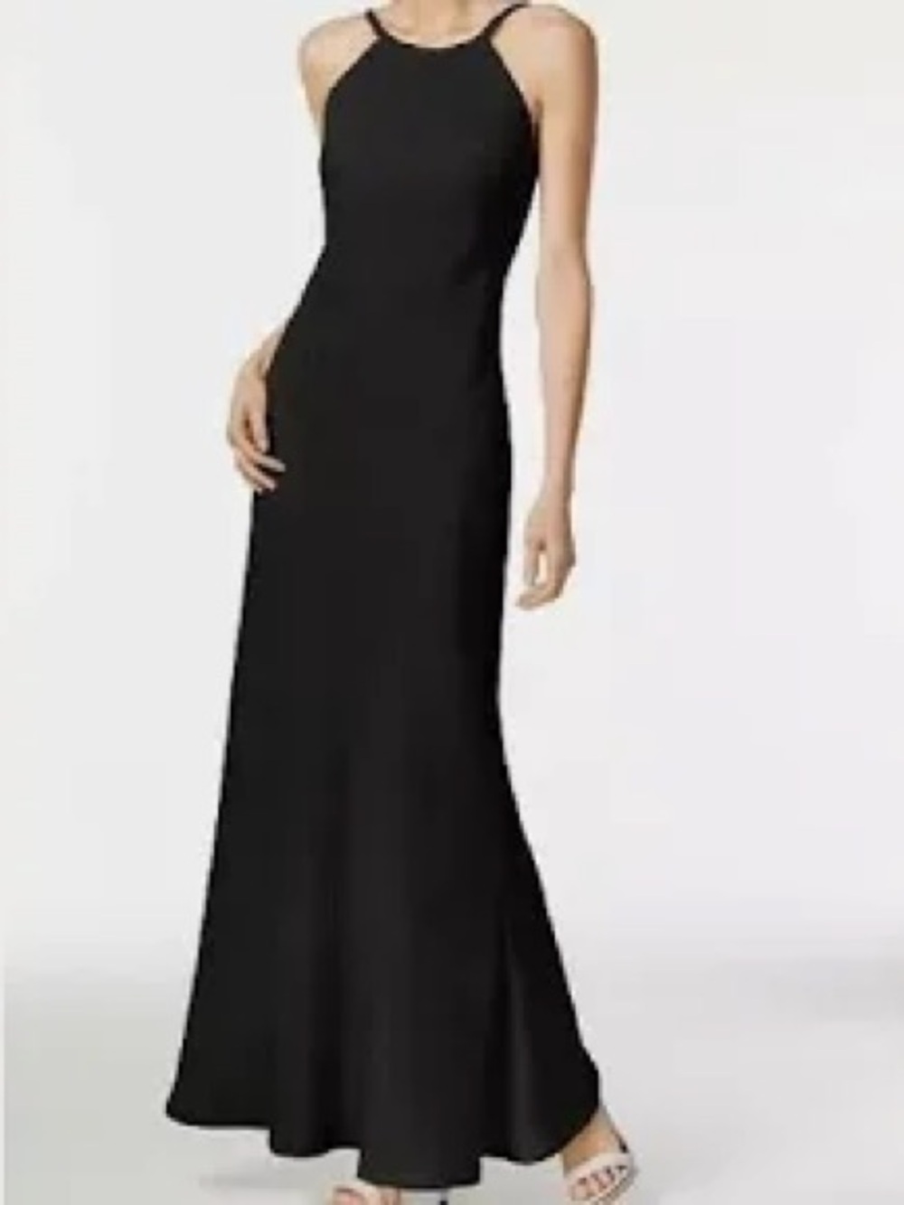 Sleek Black Halter Maxi Dress - Size 2.